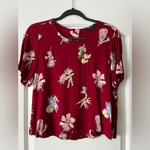 MADEWELL Floral top blouse with button design on back